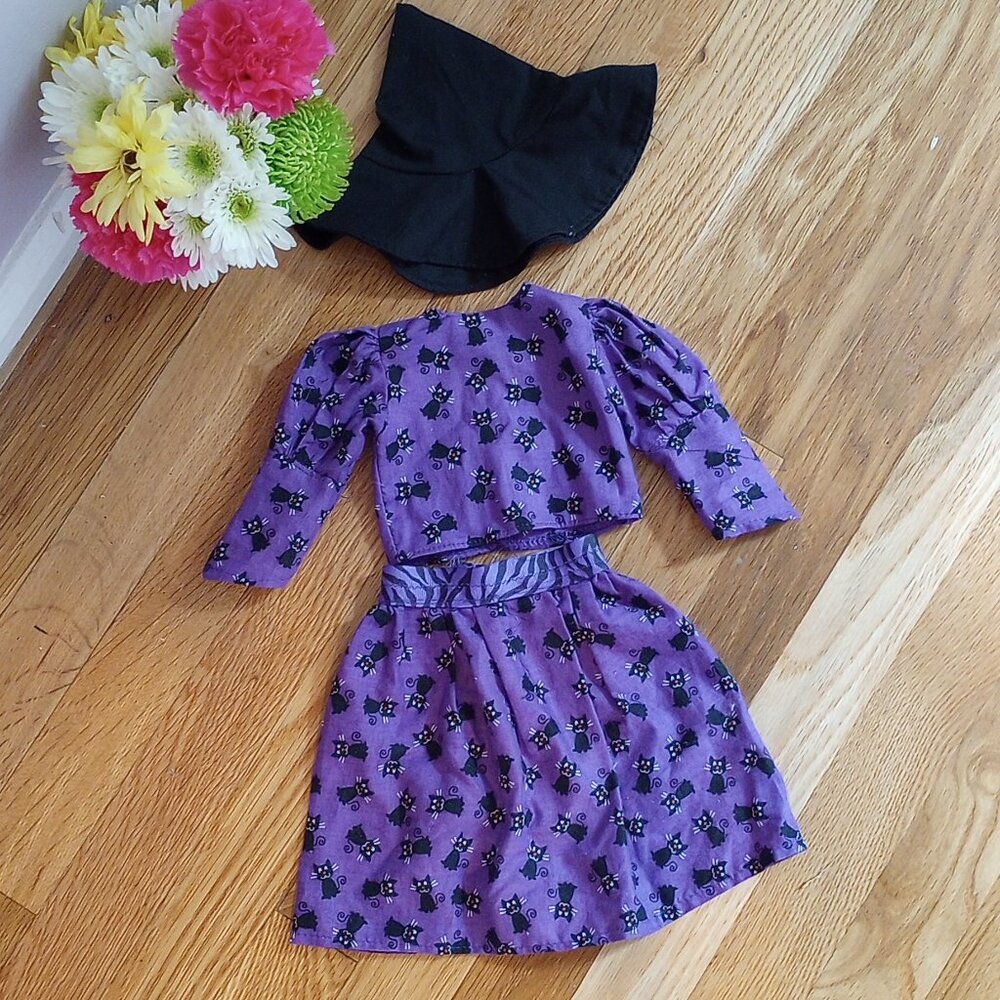 Witch/halloween costume for 18" doll with kittens